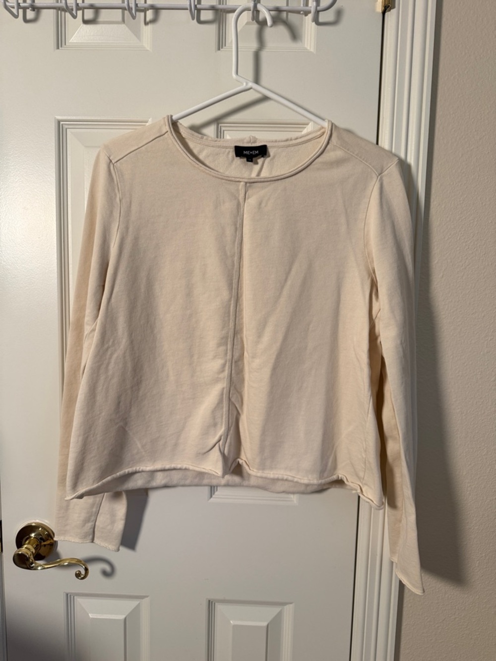 ME+EM Cream Center-Seam Lightweight Crewneck Sweatshirt
